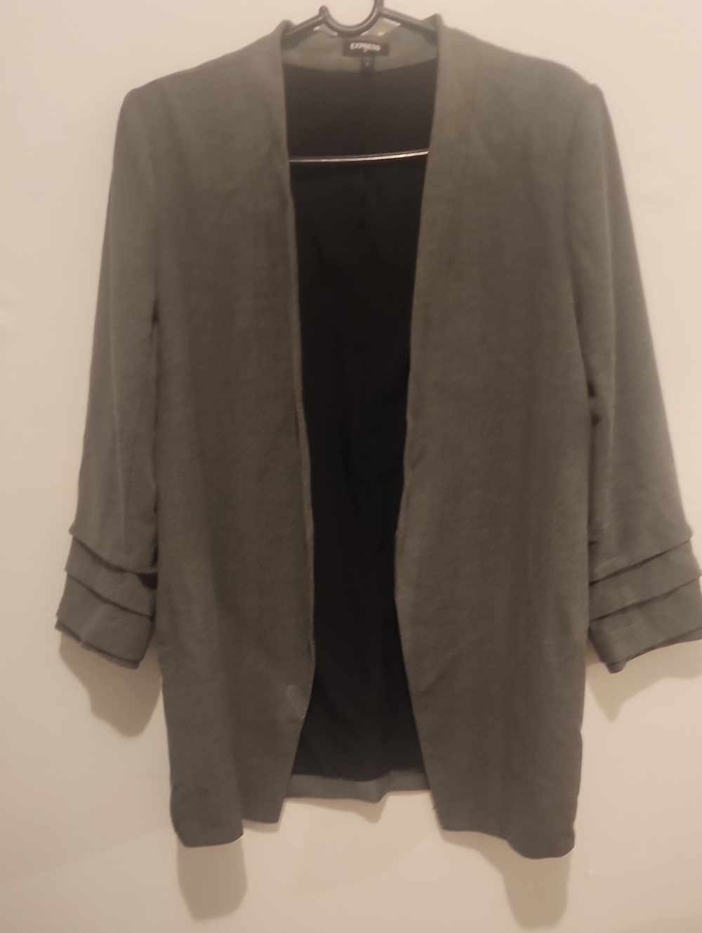 Express Gray Open-Front Draped Blazer